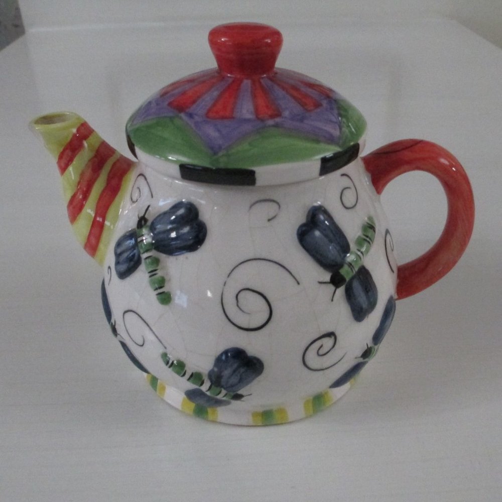 VINTAGE DRAGONFLY CERAMIC TEAPOT - Picture 14 of 14
